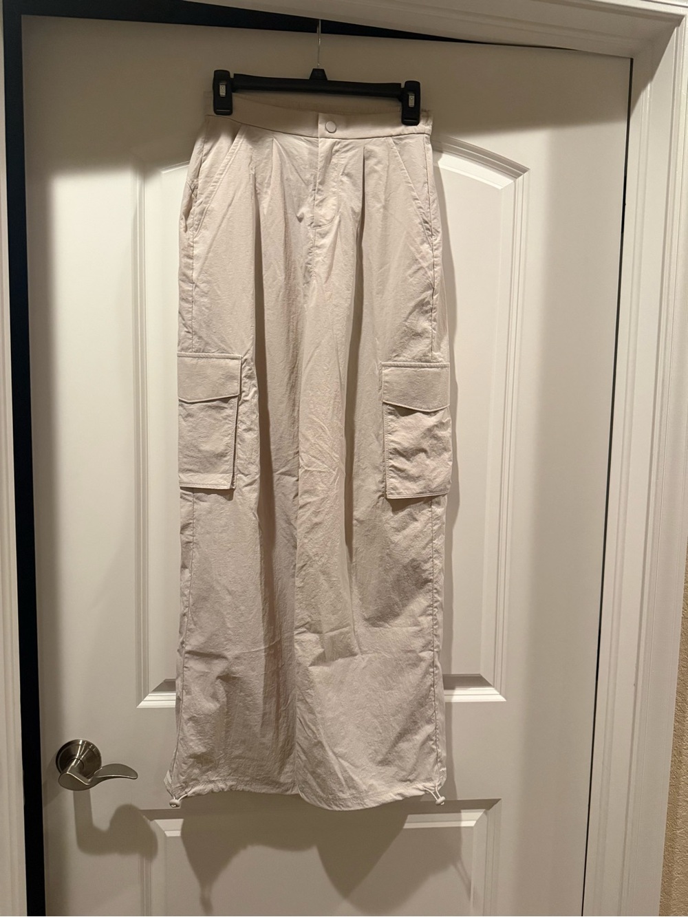 Womens Cream Cargo Wide-Leg Pants